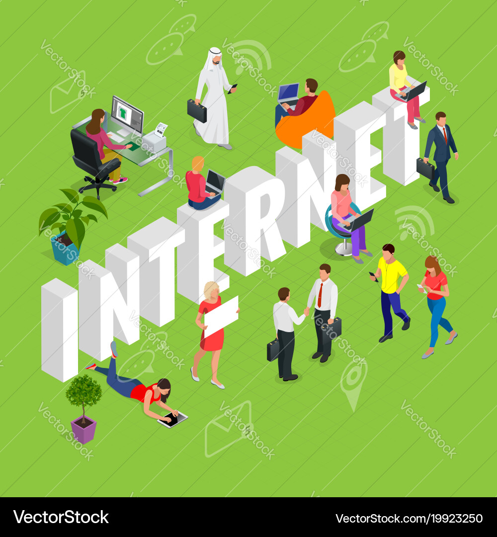 Isomeric internet concept web site computer vector image