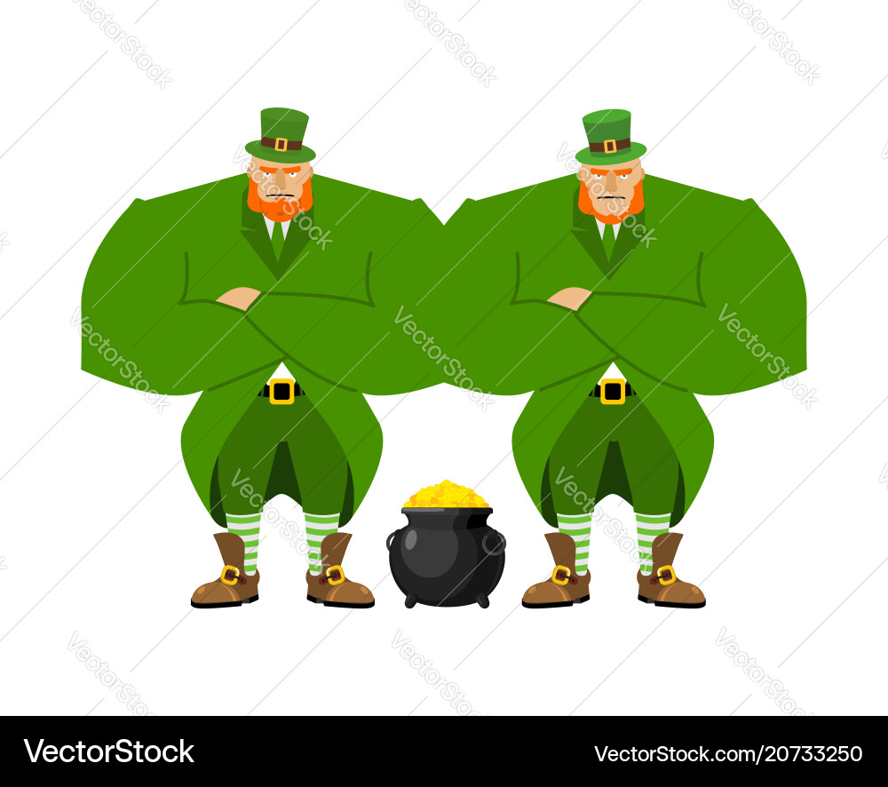Leprechaun security bodyguard dwarf with red vector image