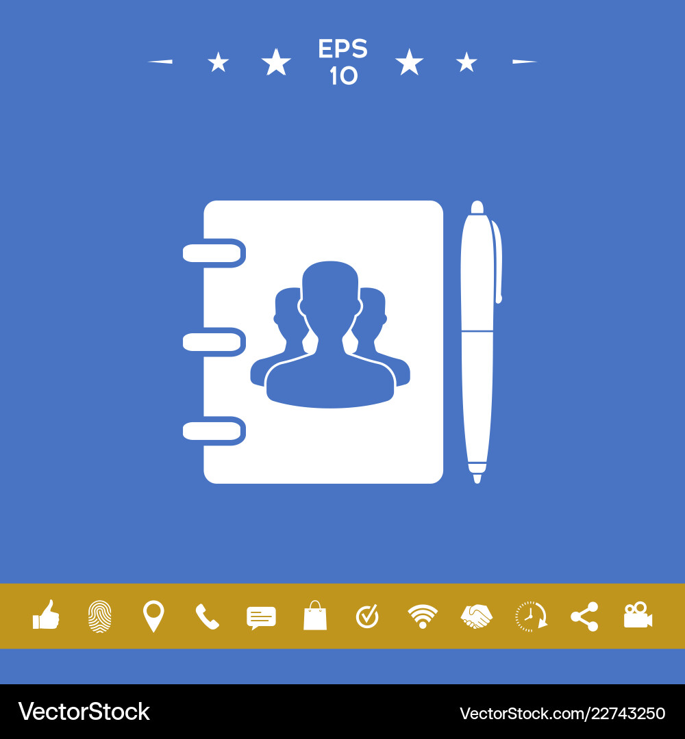 Notebook address phone book with symbol of group Notebook address phone book with symbol of group Vector Image
