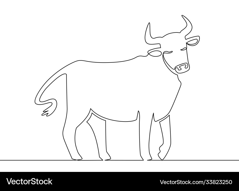 One line ox chinese new year 2021 bull continuous One line ox chinese new year 2021 bull continuous vector image