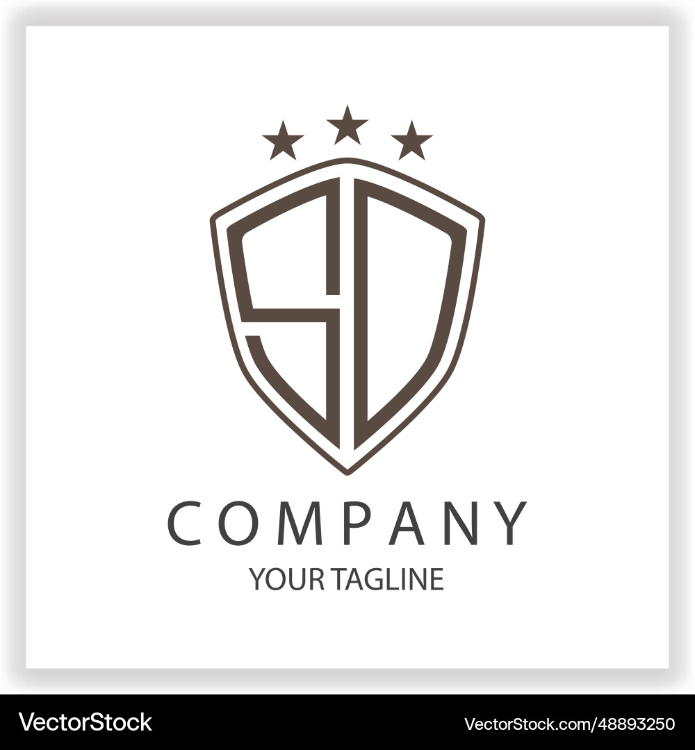 Sd so logo monogram with shield shape isolated Vector Image