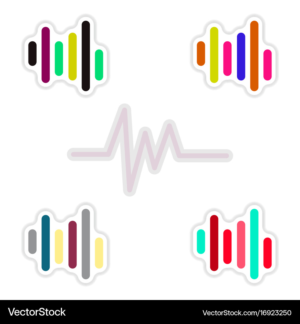 Set of color label design collection sound Vector Image