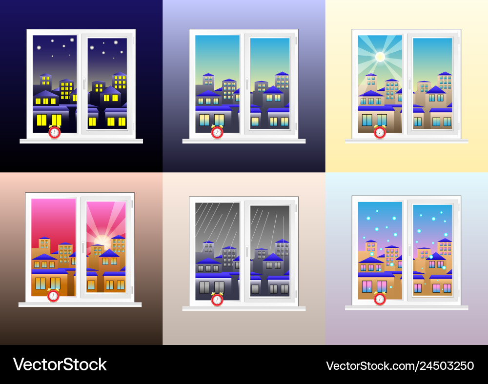 Set of different views from the window Set of different views from the window vector image