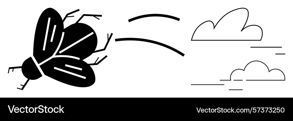 Simple fly and clouds composition with clean line Simple fly and clouds composition with clean line vector image