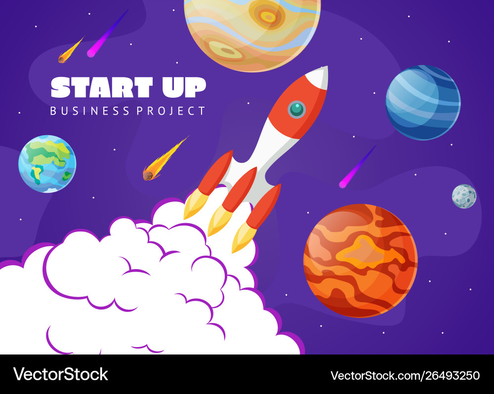 Start up concept space background with rocket Start up concept space background with rocket vector image