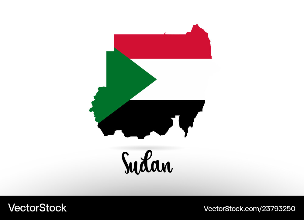 Sudan country flag inside map contour design icon Vector Image