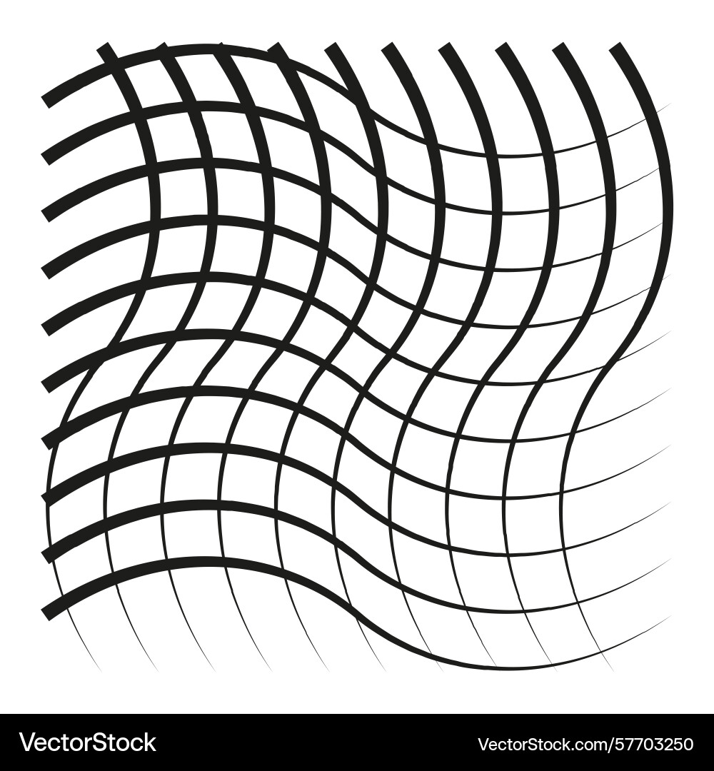 Wavy grid lines distorted mesh pattern abstract vector image