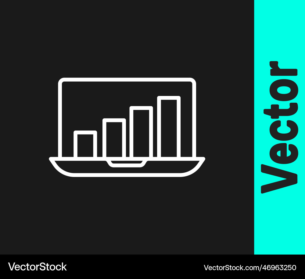White line laptop with graph chart icon isolated White line laptop with graph chart icon isolated vector image