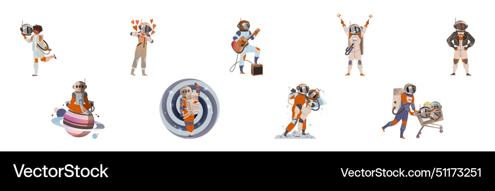 Astronaut and cosmonaut character in spacesuit Astronaut and cosmonaut character in spacesuit vector image