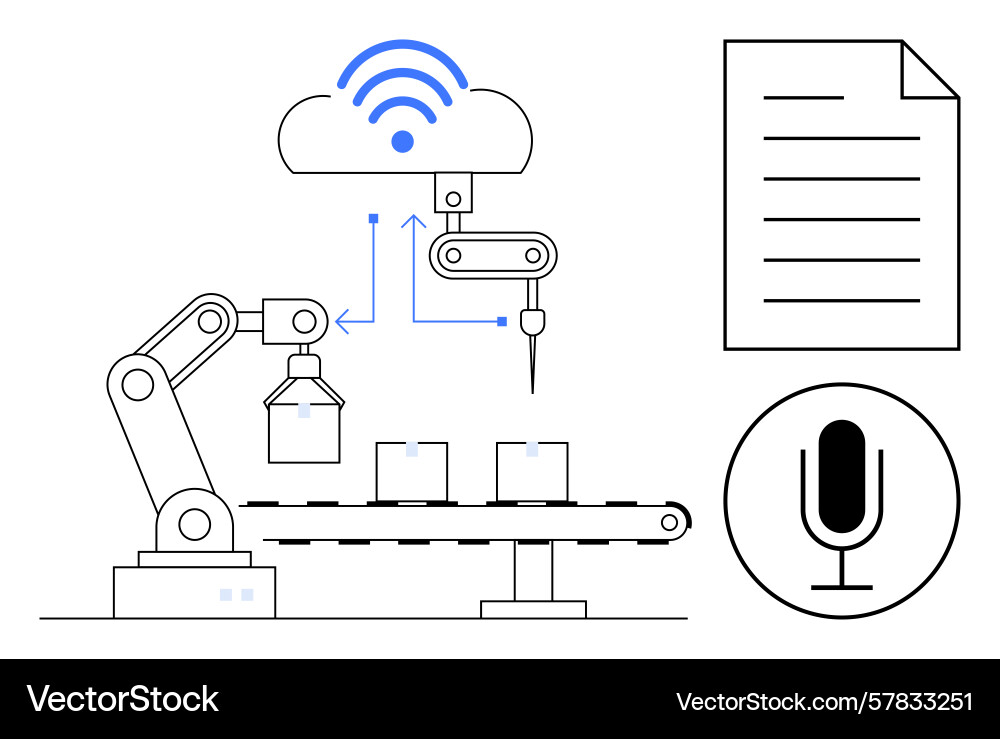 Automated robotic arm with iot cloud connection vector image