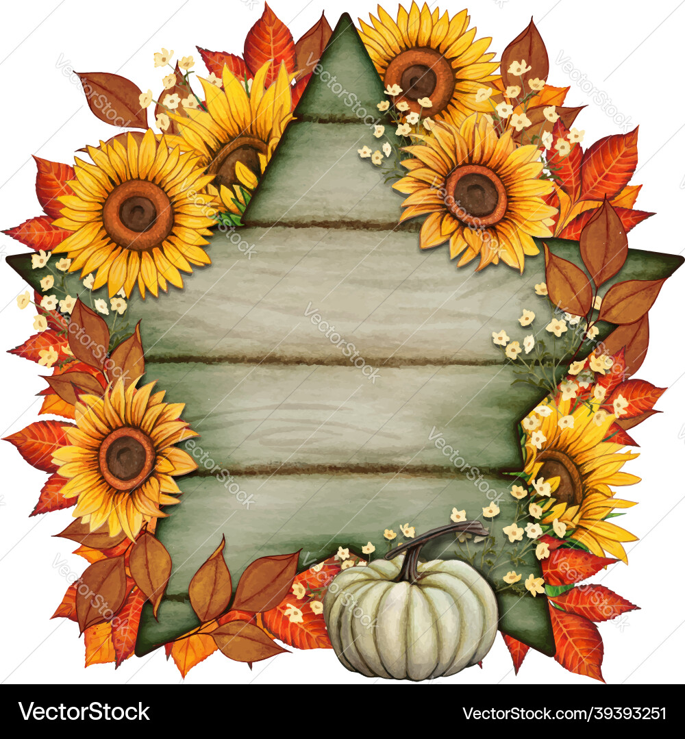 Autumn Watercolor Fall Composition Royalty Free Vector Image