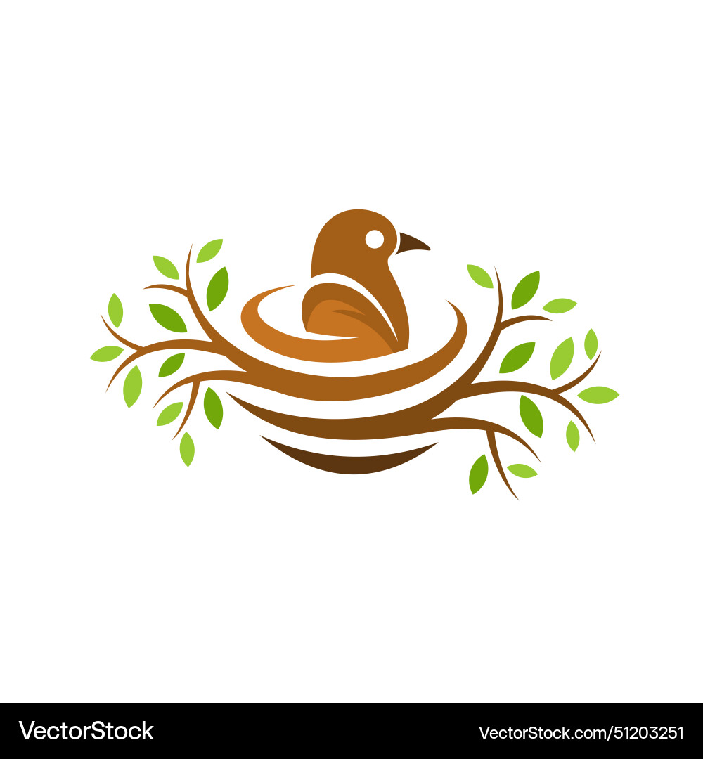 Bird nest logo with tree concept unique Bird nest logo with tree concept unique Vector Image