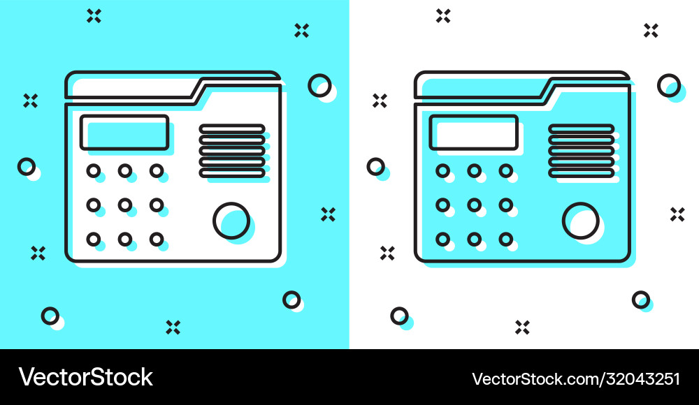 Black line house intercom system icon isolated Black line house intercom system icon isolated vector image