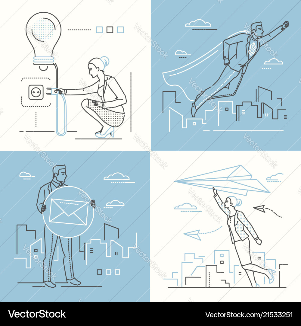Business concepts - set of line design style Business concepts - set of line design style vector image