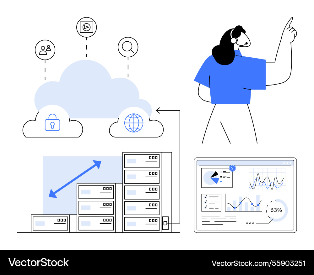 Cloud data management with network connections Vector Image