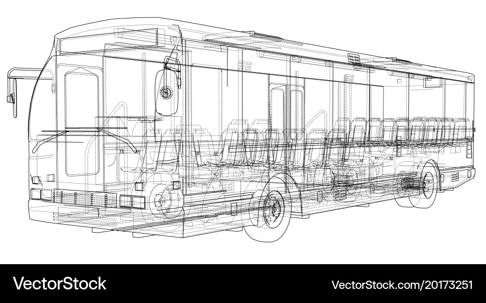 Concept city bus rendering of 3d Vector Image