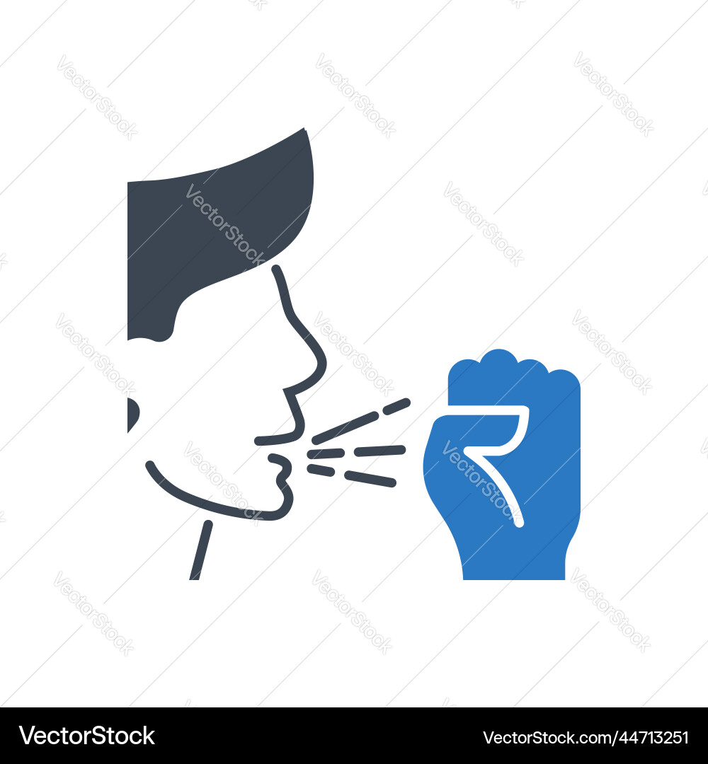 Cough Symptom Icon - Man Covering Mouth Vector Image