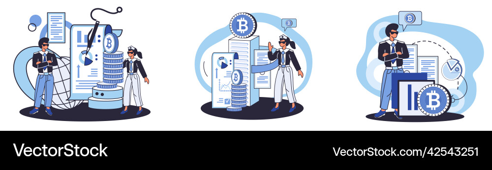 Cryptocurrency bitcoin mining metaphor blockchain Vector Image