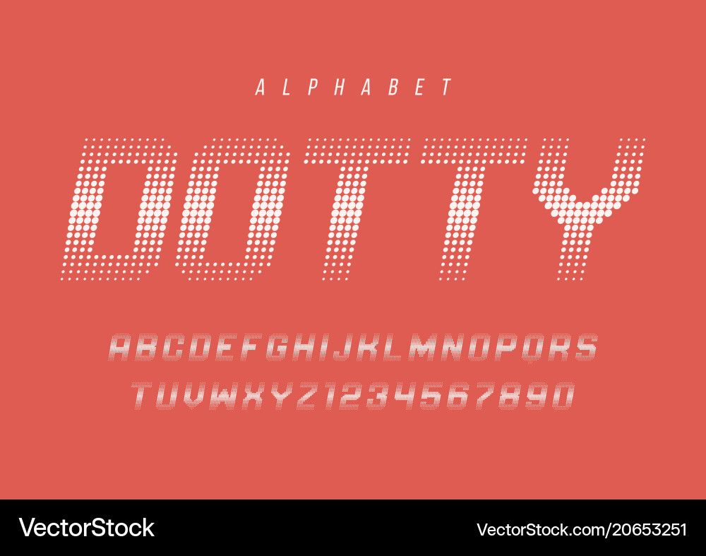 Dotty halftone display font design alphabet Dotty halftone display font design alphabet vector image