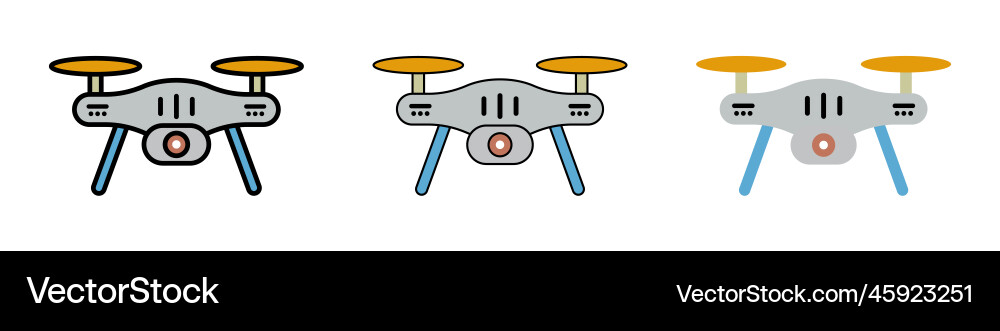 Drones icon set with different styles vector image