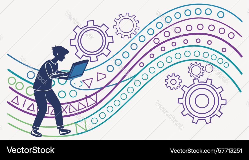 Entwickler arbeiten an Code Programmiersoftware vektorbild