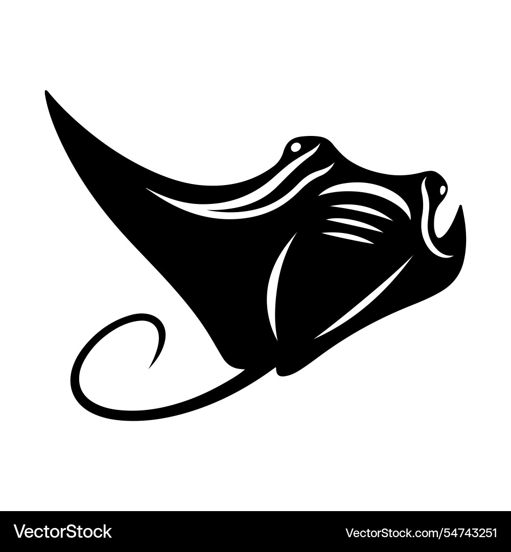 Giant manta ray silhouette high-quality ocean Vector Image