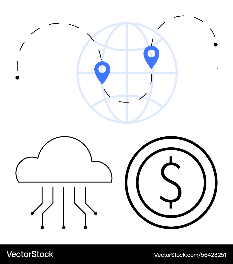 Global connectivity with cloud computing Global connectivity with cloud computing vector image