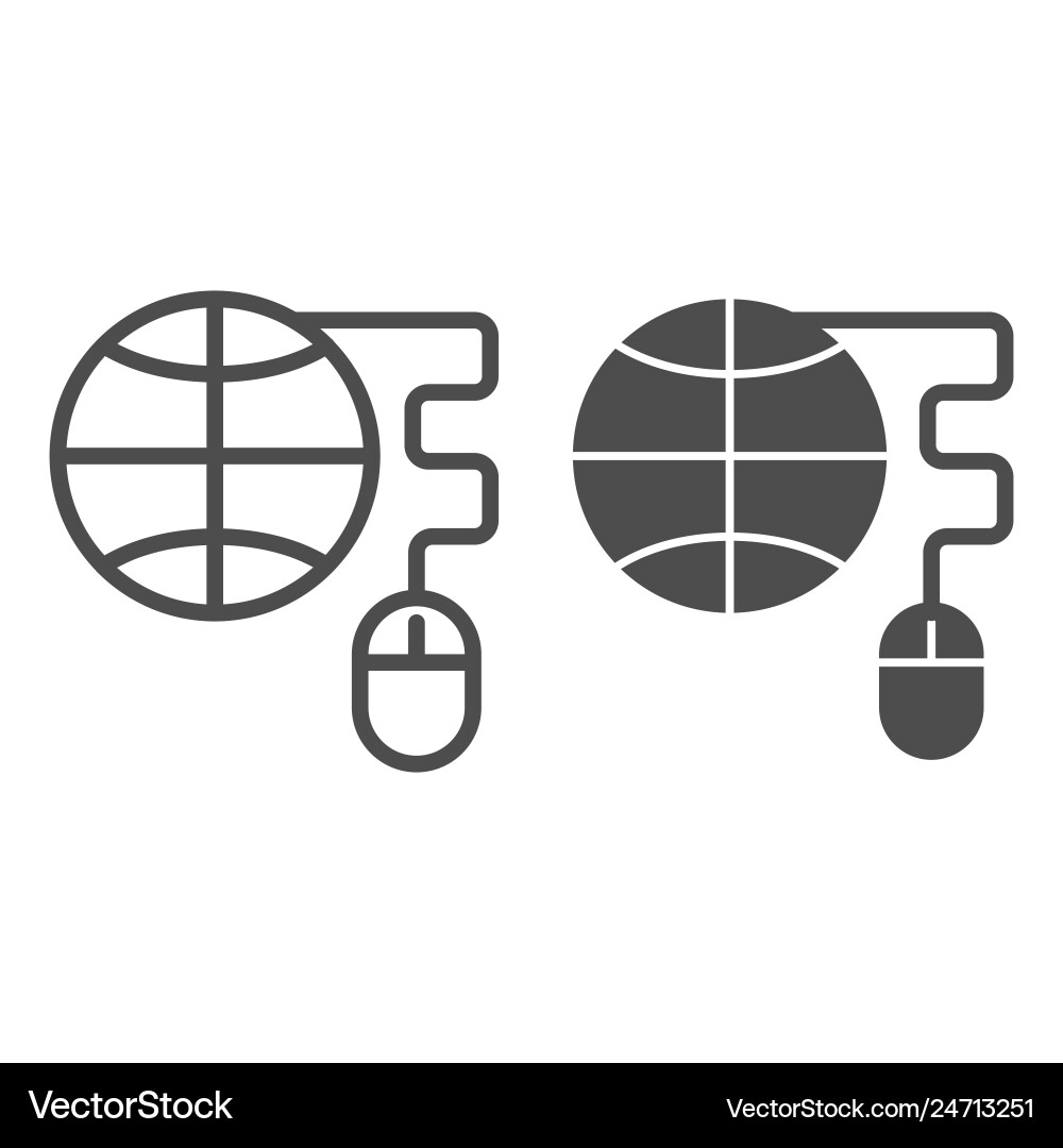 Globe with computer mouse line and glyph icon Vector Image