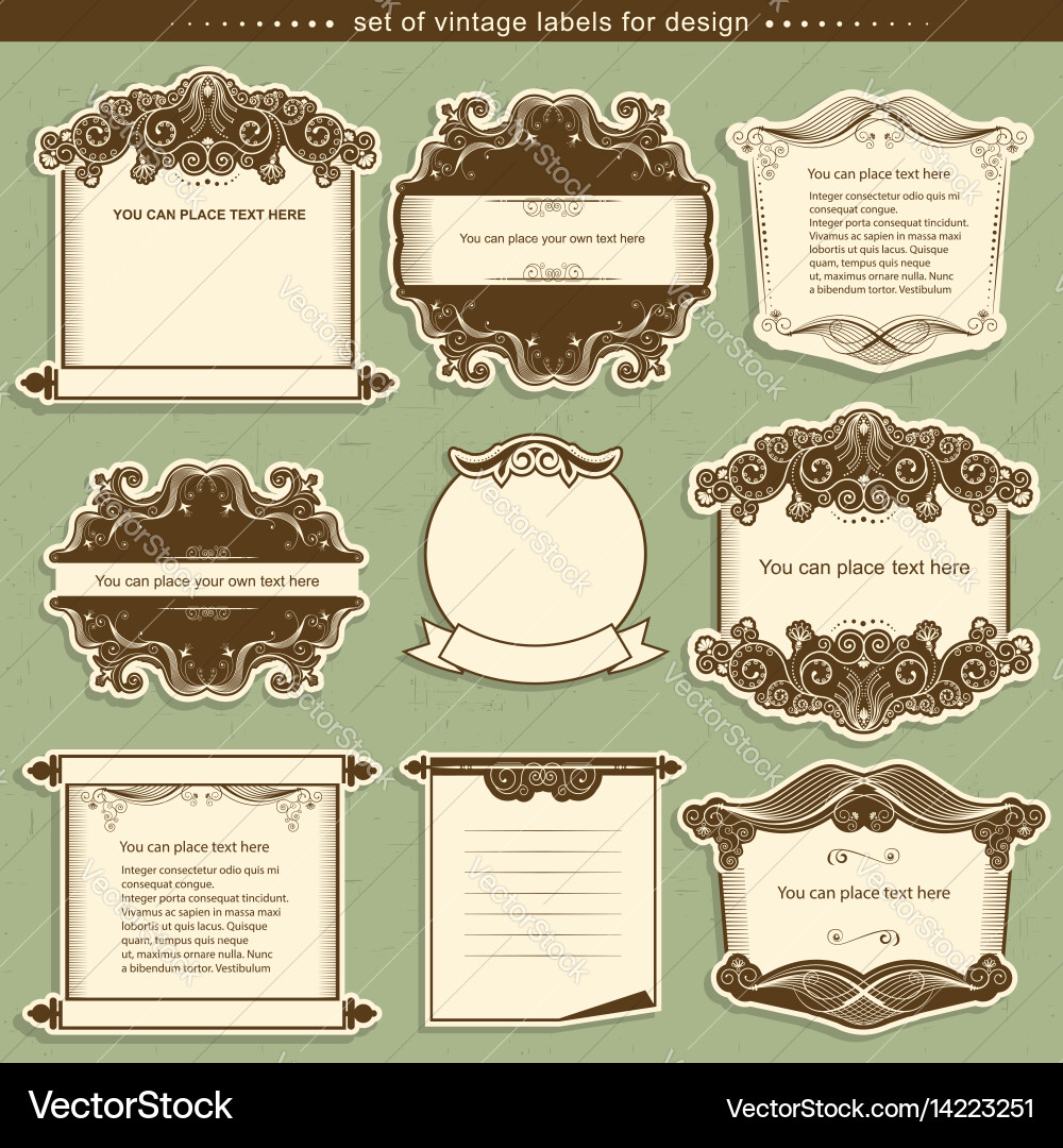 Label frames with decor vignettes vector image