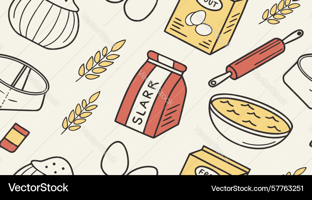 Modern baking pattern with milk and whisk design Vector Image
