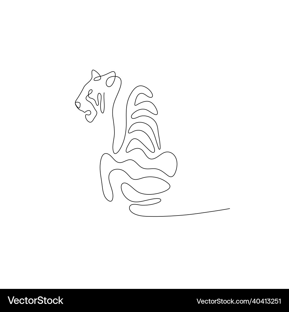 One line tiger goes design silhouette hand drawn One line tiger goes design silhouette hand drawn vector image