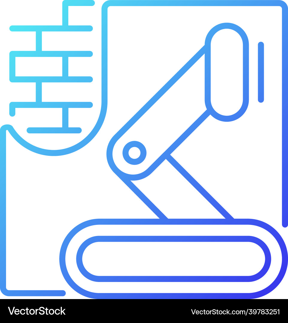 Robotics in concrete works gradient linear icon Robotics in concrete works gradient linear icon Vector Image