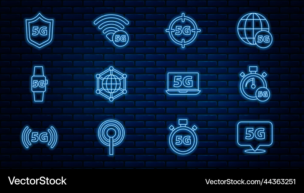 Set line location 5g network digital speed meter Set line location 5g network digital speed meter vector image