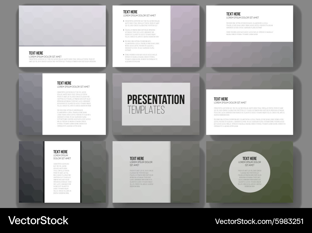 Set of 9 templates for presentation slides Vector Image