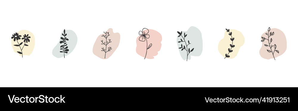 Set of isolated icons design elements with sprigs Vector Image