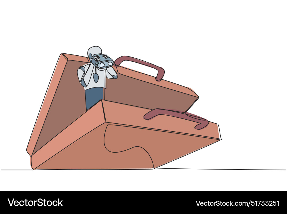 Single continuous line drawing a smart robot Single continuous line drawing a smart robot vector image
