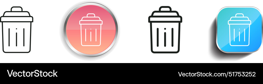 Bin icon thin linear regular and button style Bin icon thin linear regular and button style vector image