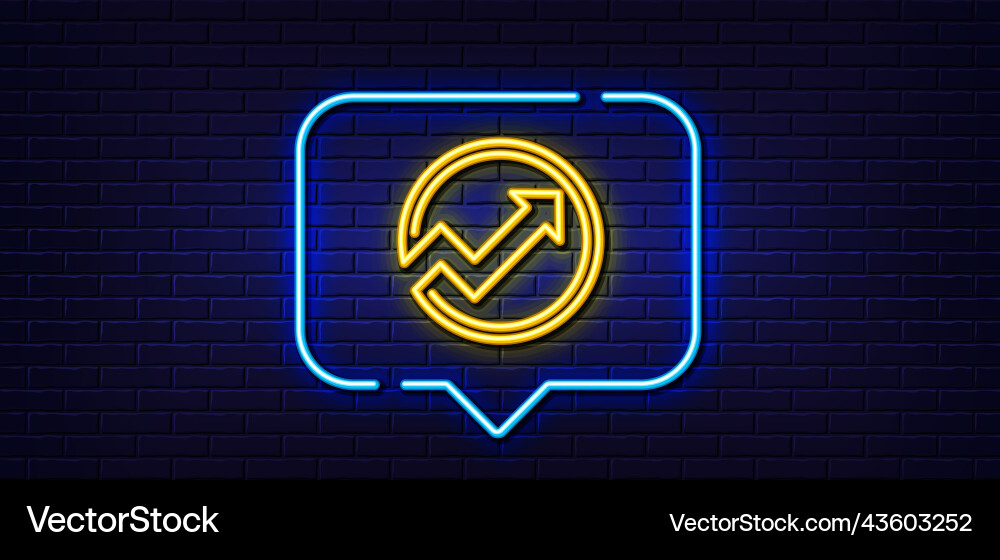 Chart line icon report graph in circle sign neon Vector Image
