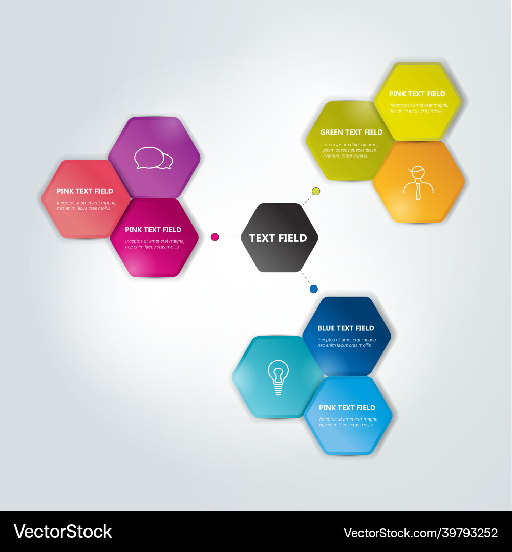 Circle hexagonal scheme chart infographics Circle hexagonal scheme chart infographics Vector Image