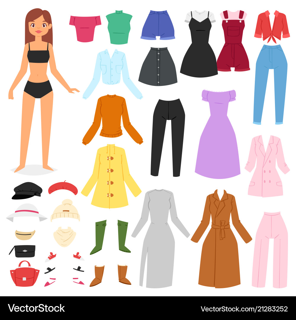 Clothes woman beautiful girl and dress up vector image