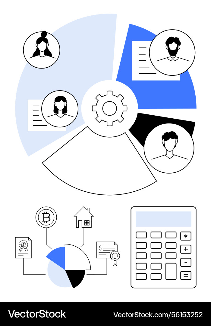Collaborative workflow and data analysis with team Collaborative workflow and data analysis with team vector image