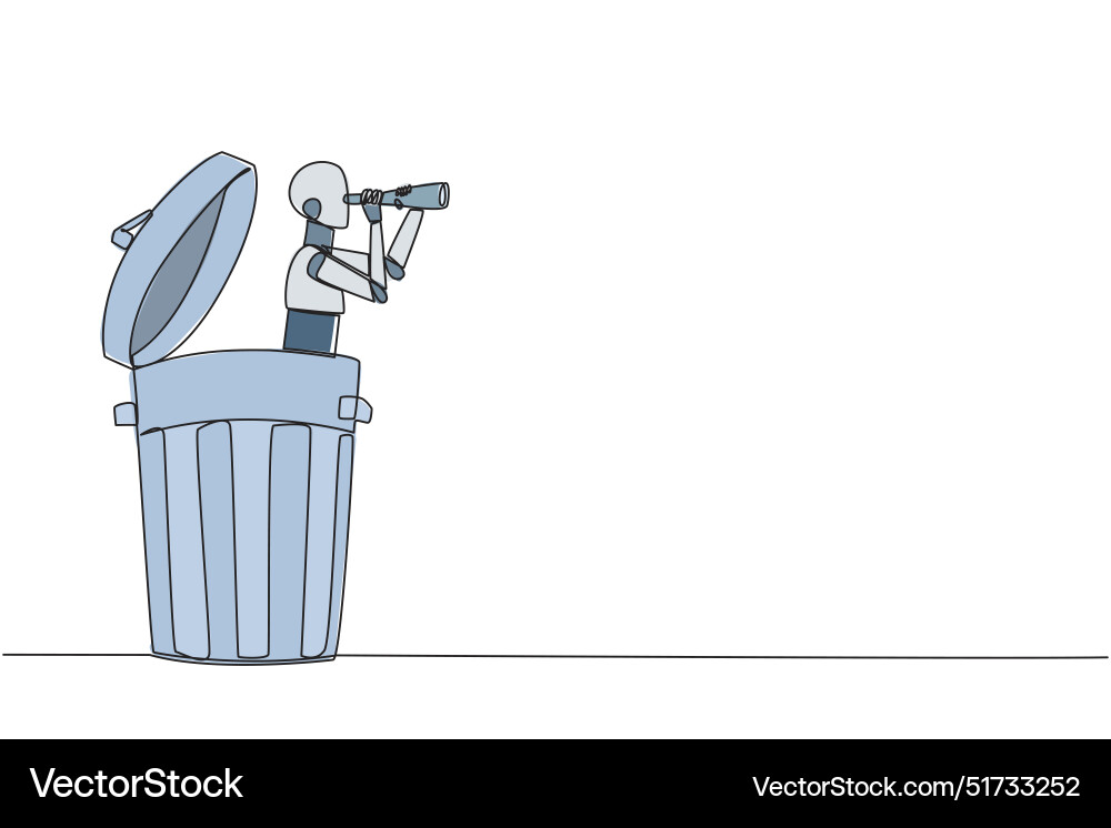 Continuous one line drawing a robot emerges from Continuous one line drawing a robot emerges from Vector Image