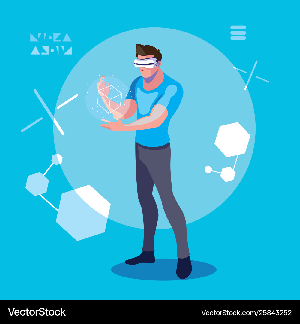 Design man using technology augmented vector image