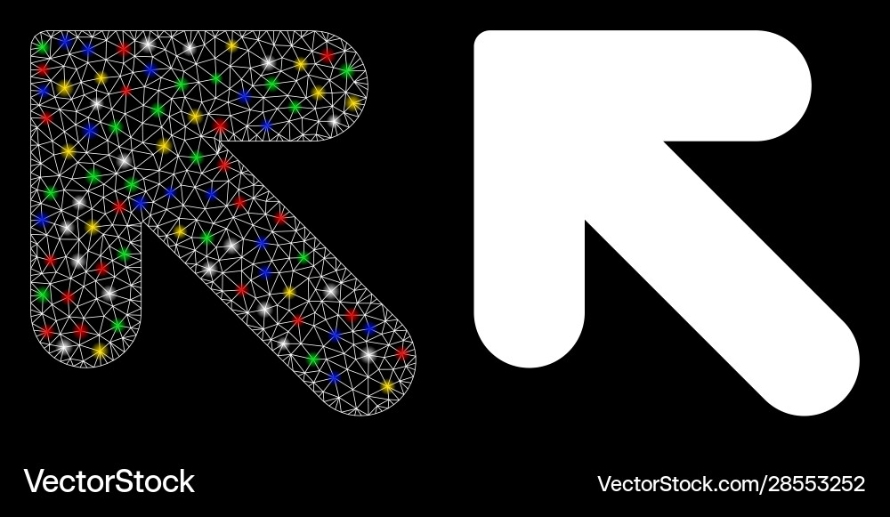 Flare mesh network arrow up left icon with Vector Image