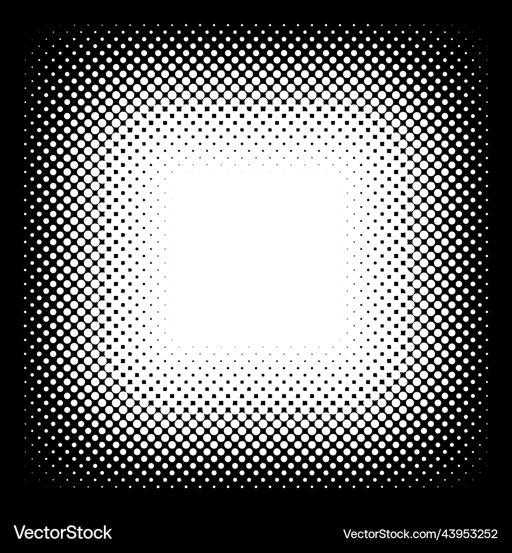 Halftone square frame in dots fade gradient Halftone square frame in dots fade gradient vector image