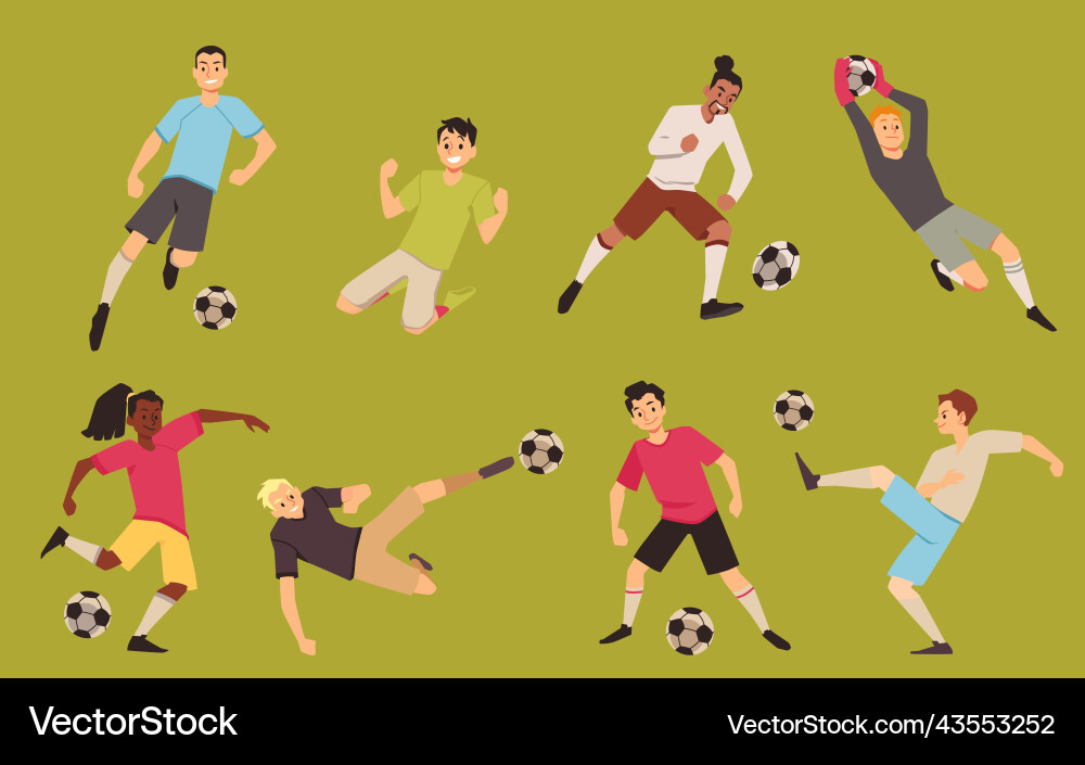 Männer Team von Fußballspieler Cartoon Avatare Männer Team von Fußballspieler Cartoon Avatare vektorbild
