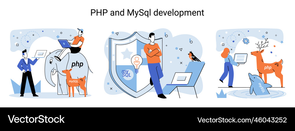 Php and mysql development software website Php and mysql development software website vector image