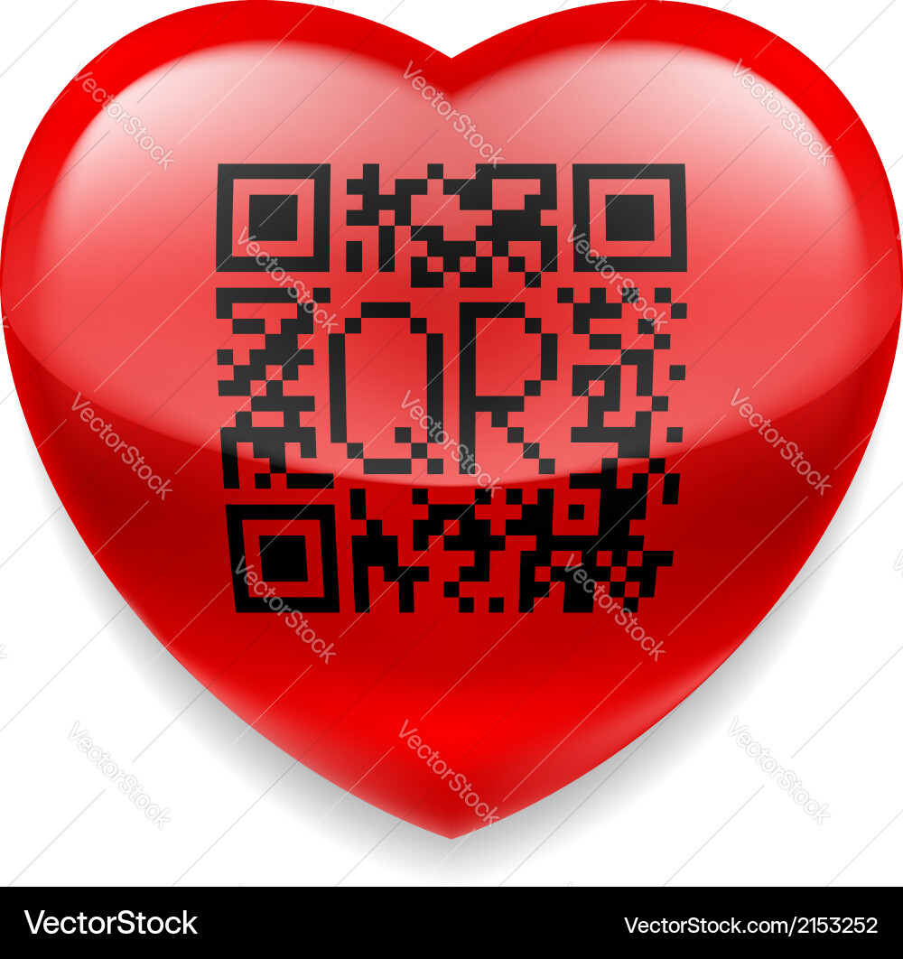 Red heart with qr code Vector Image