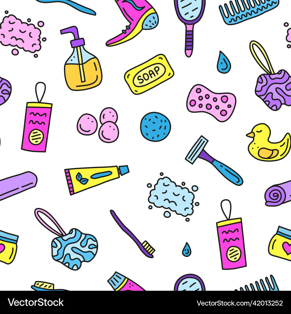 Seamless pattern with bathroom and hygiene icons Vector Image