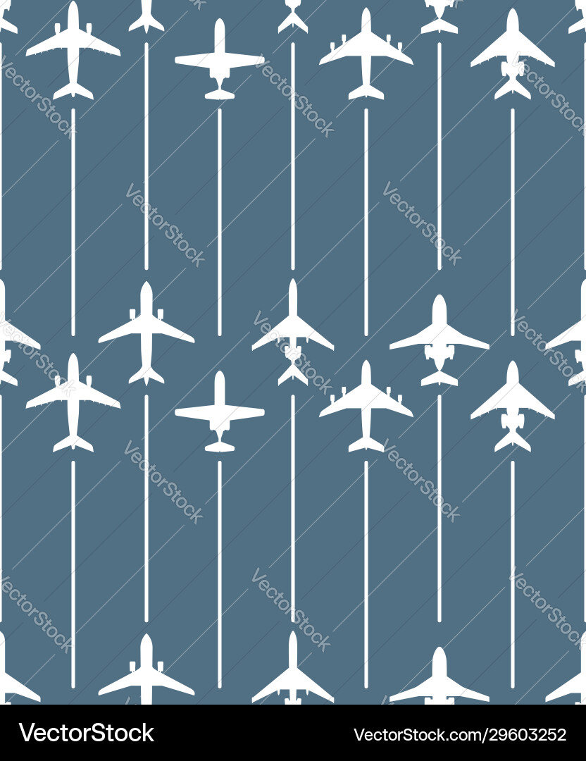Seamless pattern with passenger airplanes and line Seamless pattern with passenger airplanes and line vector image